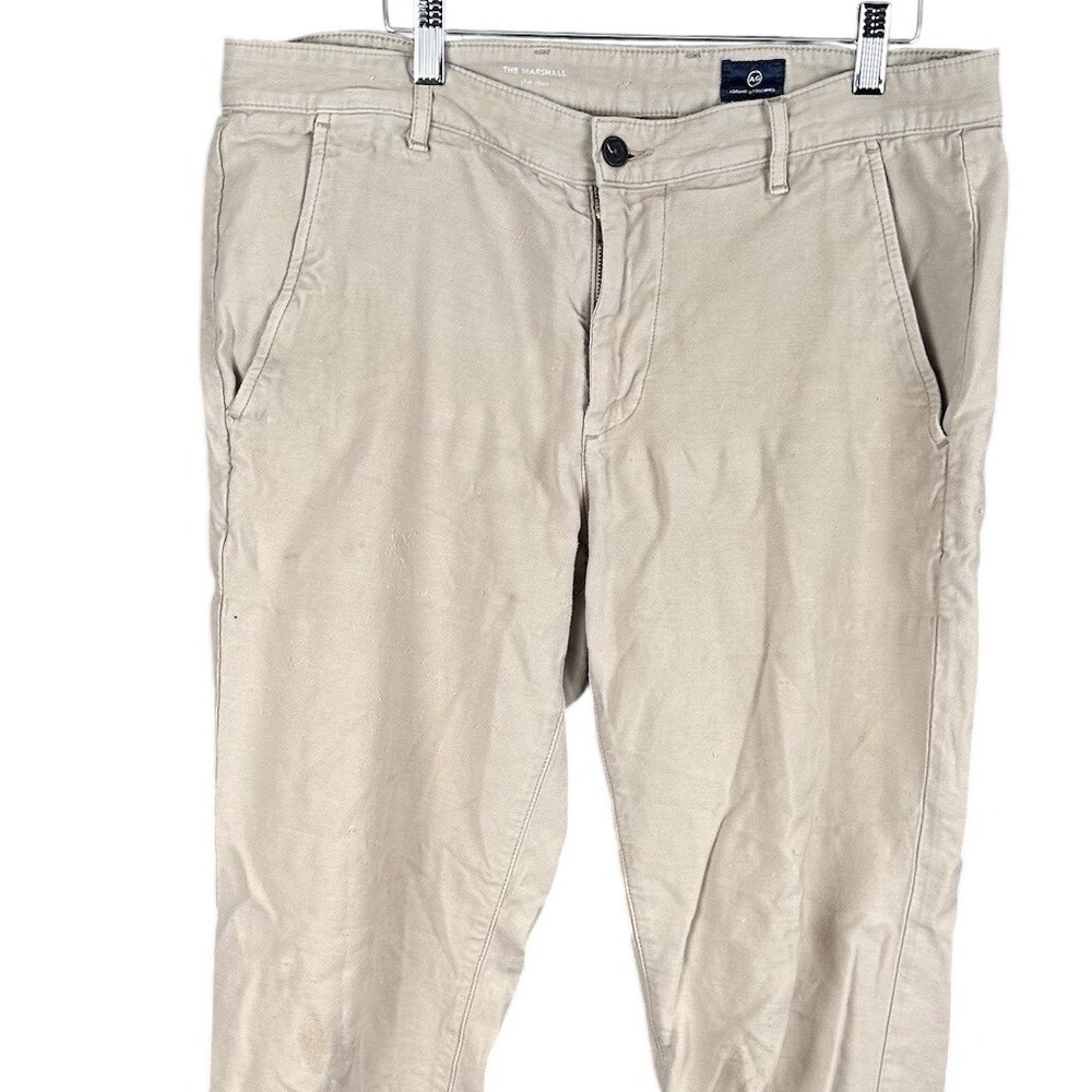 AG Adriano Goldschmied Pants Men 34x28 The Marshall Slim Trouser Khaki Brown
